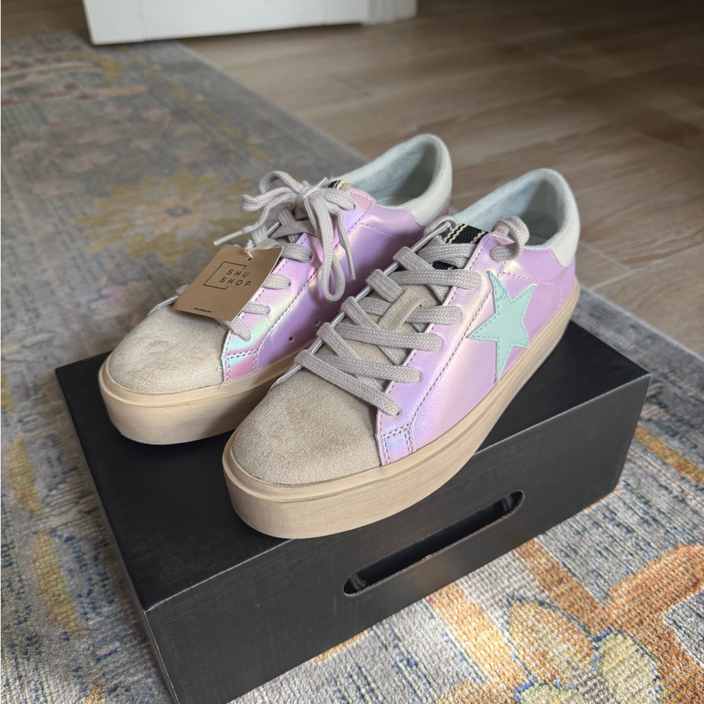 SHU SHOP Reba Lilac Lavender and Mint Low Top Women's Sneakers